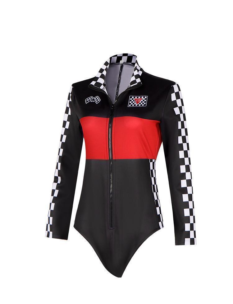 Women Racer Cosplay Costume Fashion Sexy Racing Queen Cosplay Uniform Suit One-Piece Training Racing Jumpsuits Halloween Costume