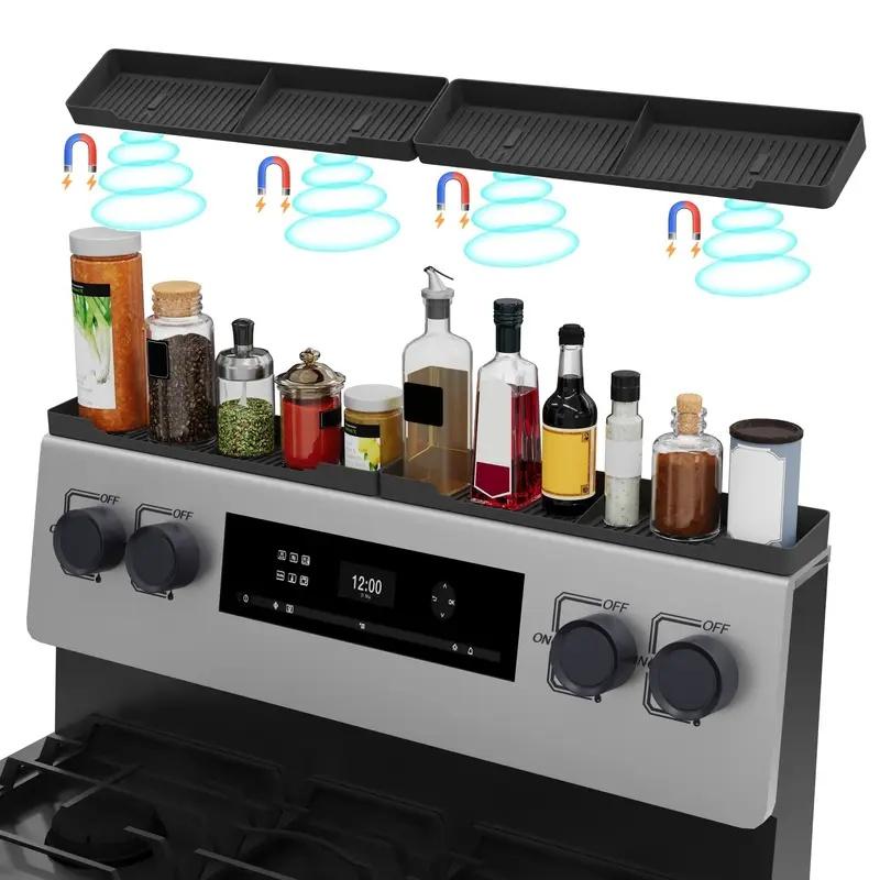 Kitchen Stove Magnetic Shelf, 1 Count Magnetic Stove Top Spice Rack, Stove Top Storage Rack, Kitchen Storage Organizer, Kitchen Accessories