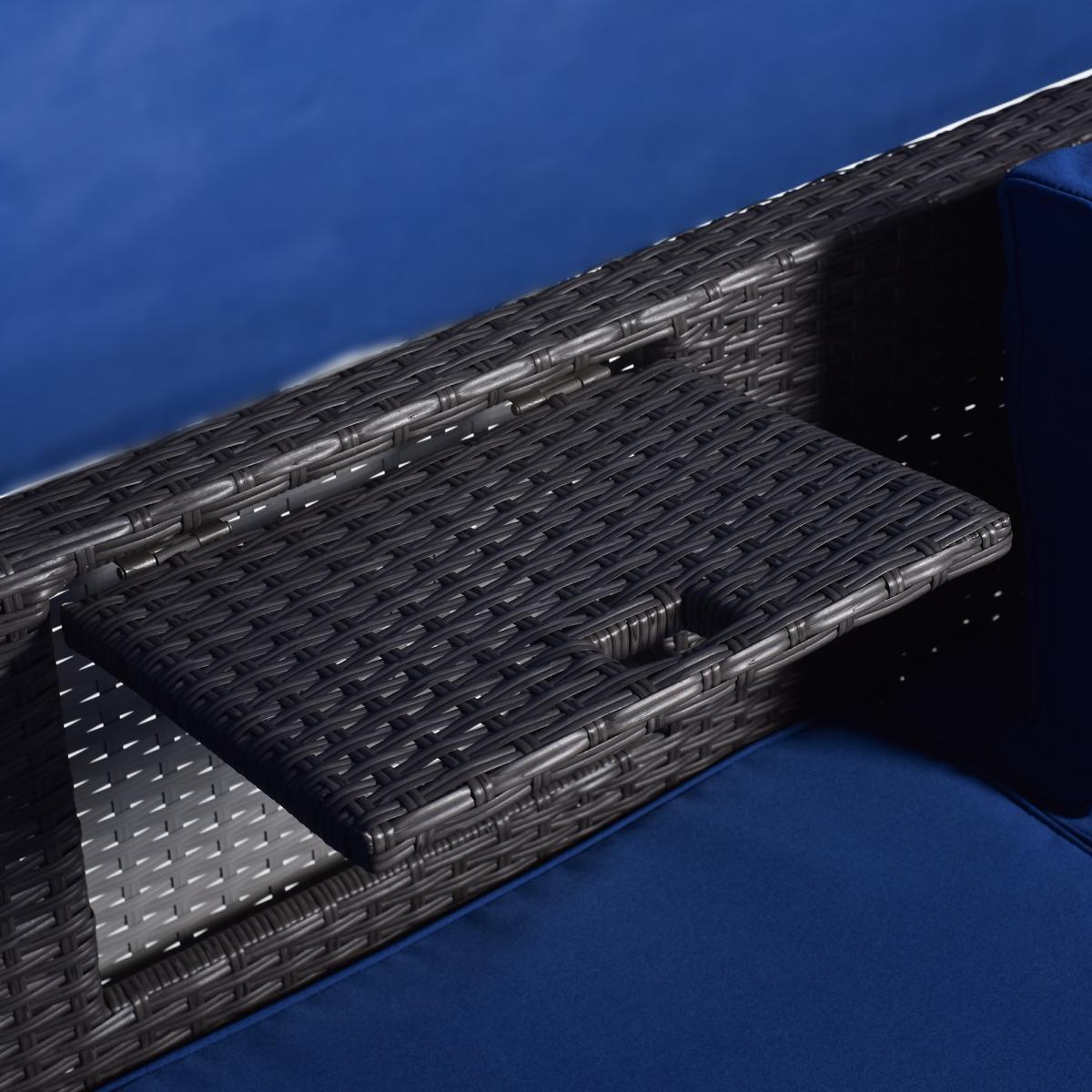 Outdoor Patio Rectangle Daybed with Retractable Canopy,  Wicker Furniture Sectional Seating with Washable Cushions, Backyard, Porch(As same as WY000263AAE)