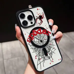 Magnetic Phone Case with Spider Web and Spider Pattern, Protective TPU Shockproof Anti-Drop Full Coverage, Fashion Design, Fits iPhone 17promax and More, Accessories Protector