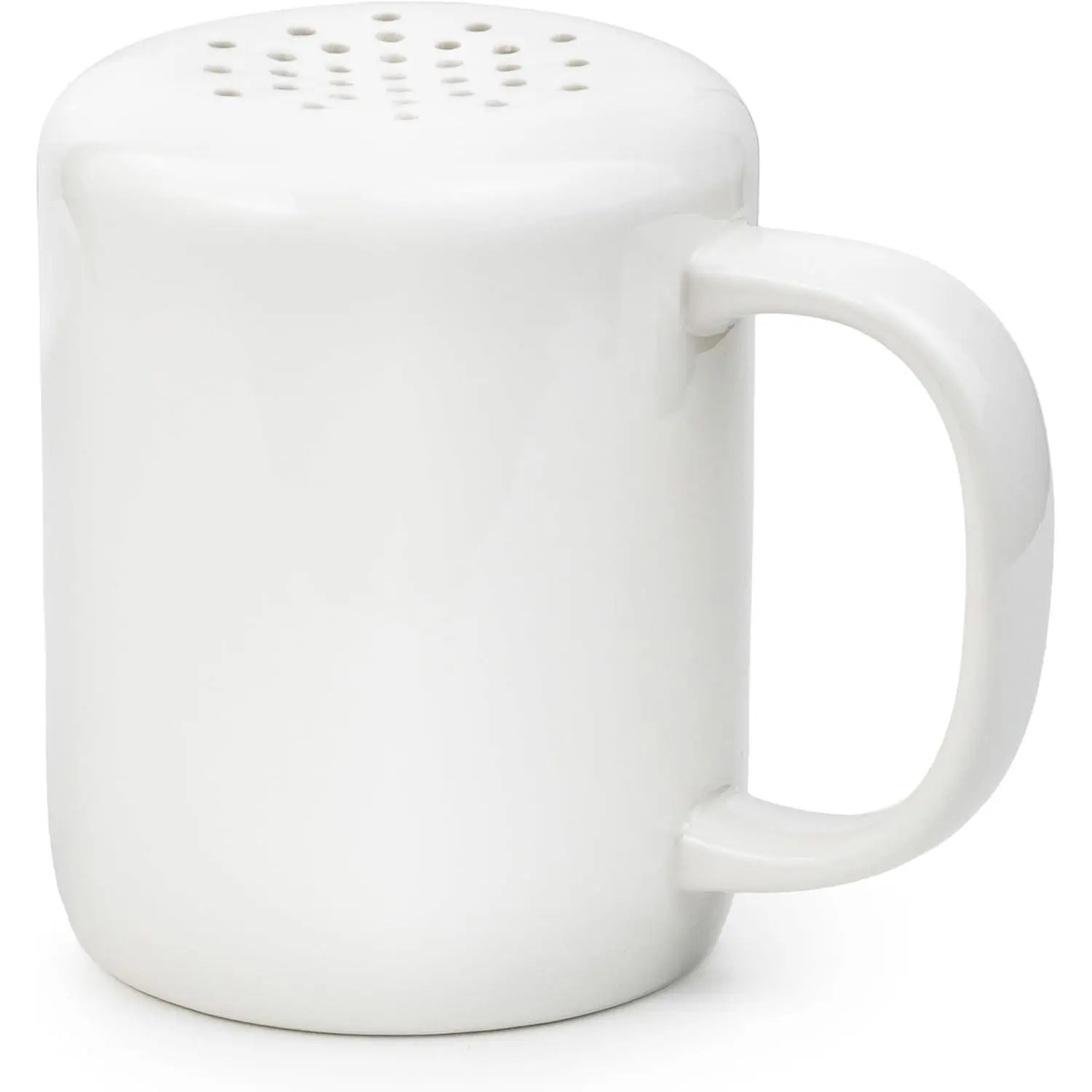 White Cinnamon Sugar Shaker Dispenser – Coffee Station Accessories & Bar Essentials – Porcelain Powdered Sugar & Pumpkin Spice Duster for Chocolate, Nutmeg & More – Gift for Bakers and Latte Lovers