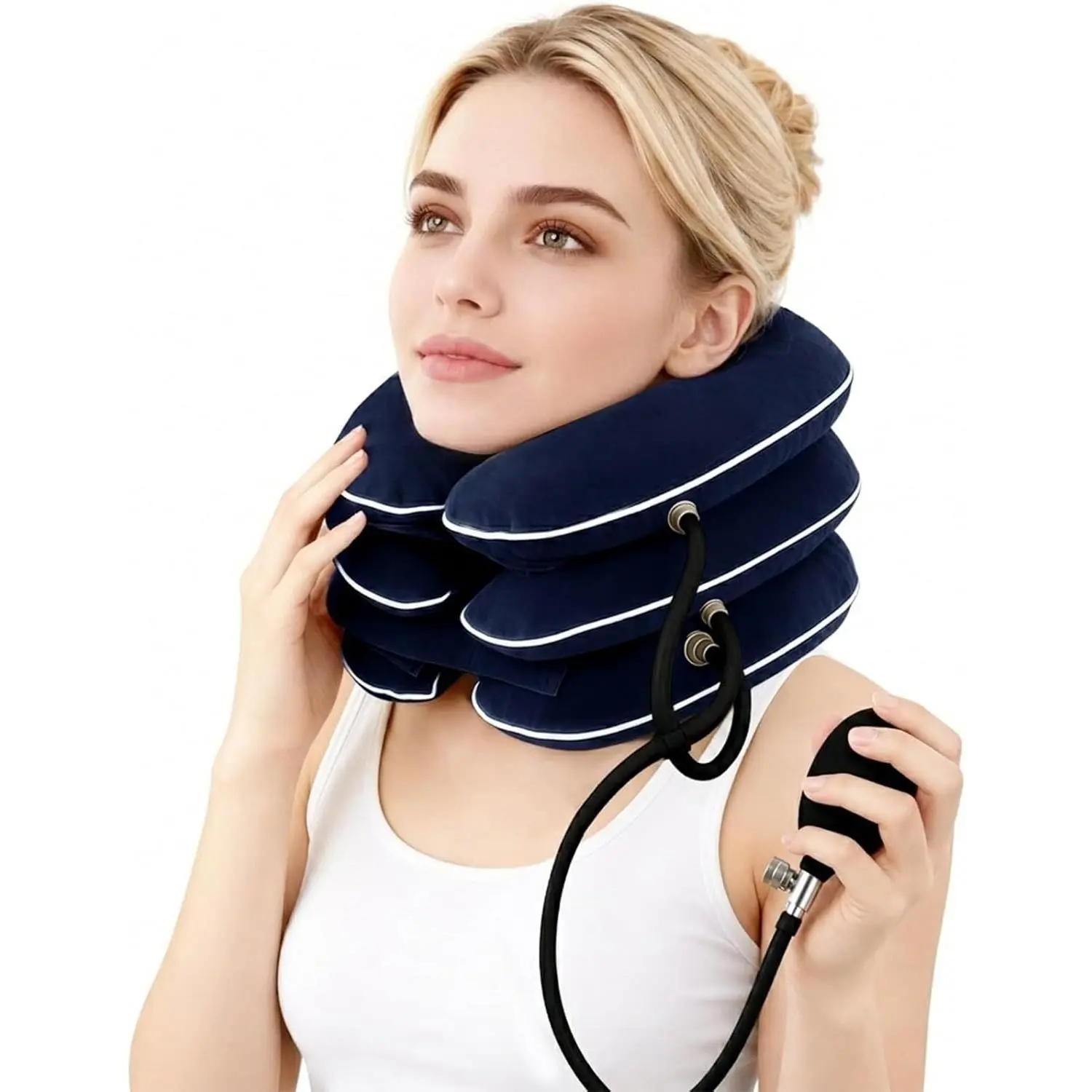 Inflatable Cervical Neck Traction Device for Home Use Neck Pain Relief Adjustable Neck Stretcher Collar with TPU Liner Neck Support for Relaxation & Muscle Tension Relief