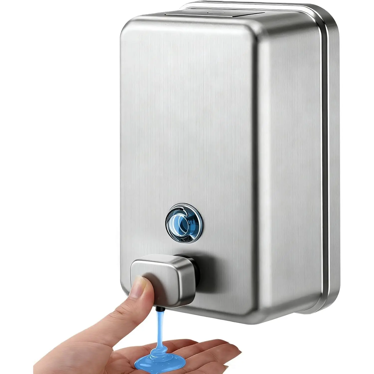 Wall Mounted Soap Dispenser 1100ml/37fl oz, Stainless Steel Commercial Soap Dispenser with Protective Inner Liner, Manual Soap Dispenser with Easy-Press Pump for Bathroom, Kitchen & Restaurant