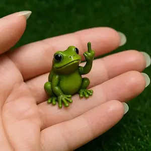Funny Middle Finger Animal Statue Mini Dog Cat Figurine Desktop Ornament Resin Highland Cattle Frog Sculpture For Home Office