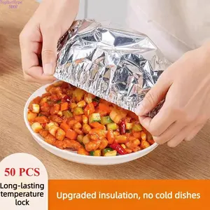 50PCS Disposable Aluminum Foil Heat-Retaining Covers, Kitchen Food Insulation