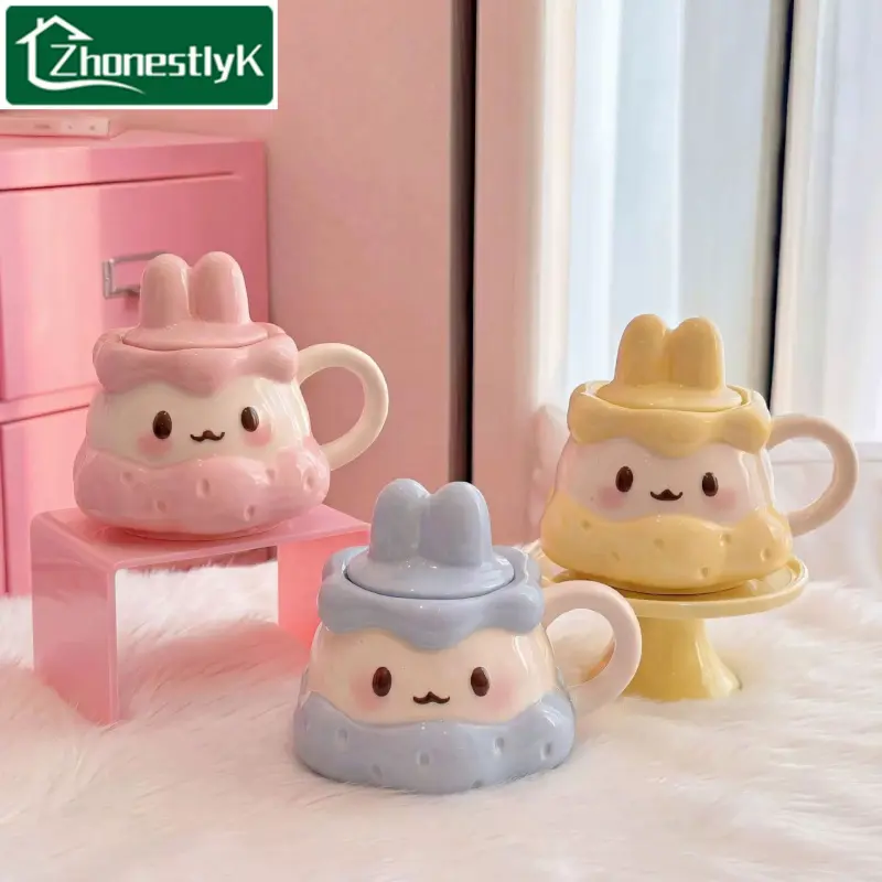 Cute 3D bunny shaped ceramic mug Coffee Mugs. Beautiful drinking mug for girls. Good holiday gift for couples/girlfriends.