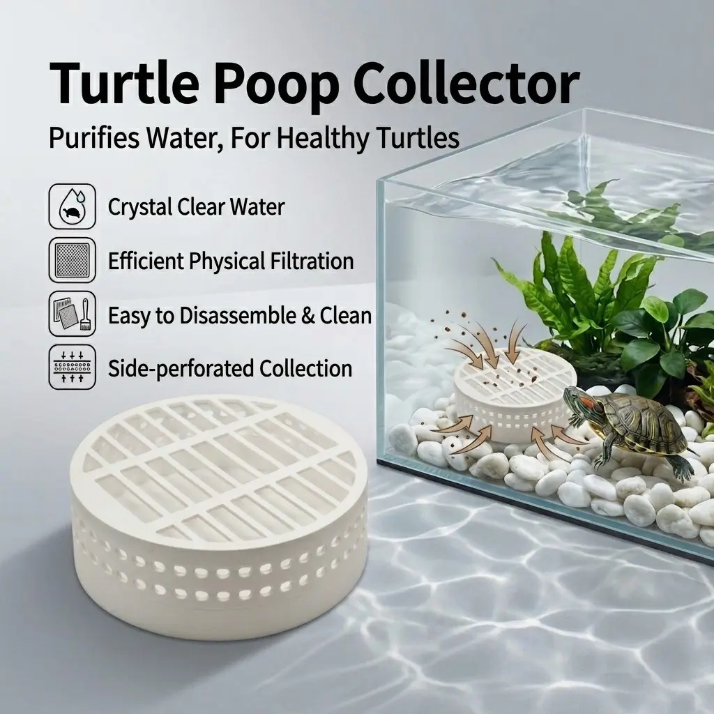 11.9cm Turtle Waste Collector: Innovative porous design with precision mesh for effective waste trapping and all-around water circulation; clog-resistant—essential for the health of aquatic and semi-aquatic reptiles, Terrarium Supplies