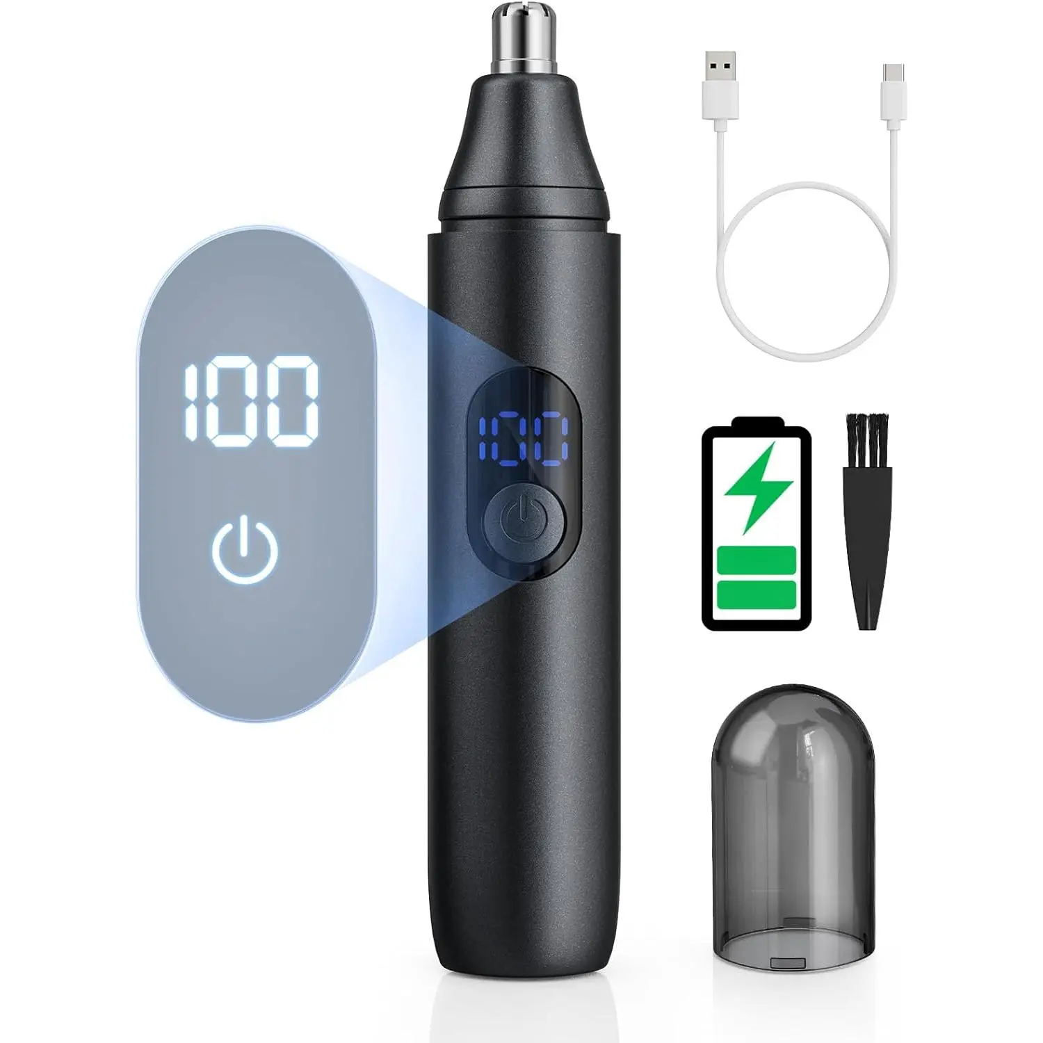 Nose Hair Trimmer for Men: Rechargeable Professional Painless Ear and Eyebrow Facial Hair Clippers for Men and Women - Electric Beard and Body Grooming Kit with Dual Edge Blades