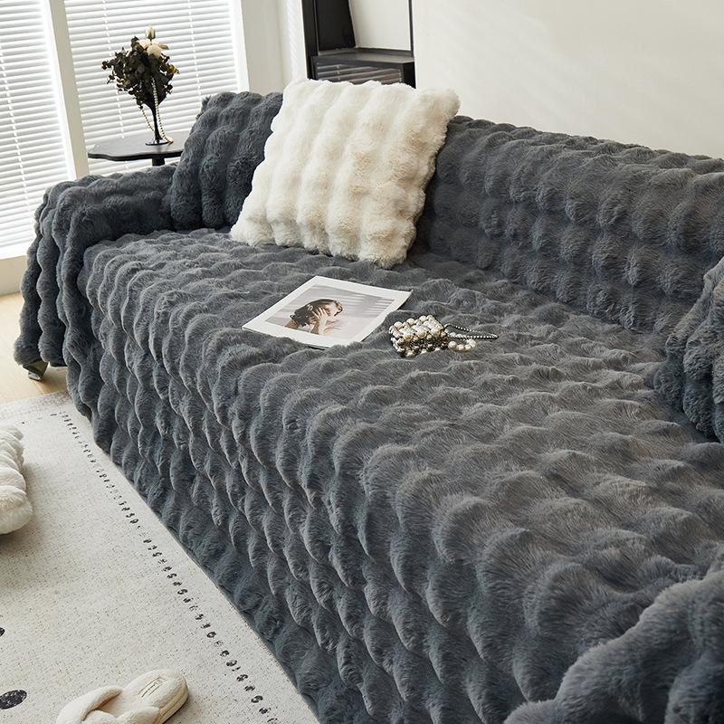 Solid Color Faux Fur Sofa Cover, 1 Count Soft Comfortable Sofa Slipcover, Couch Covers, Couch Protector for Home Living Room Bedroom Hotel Dormitory, Sofa Cushion Cover, Durable Cushions