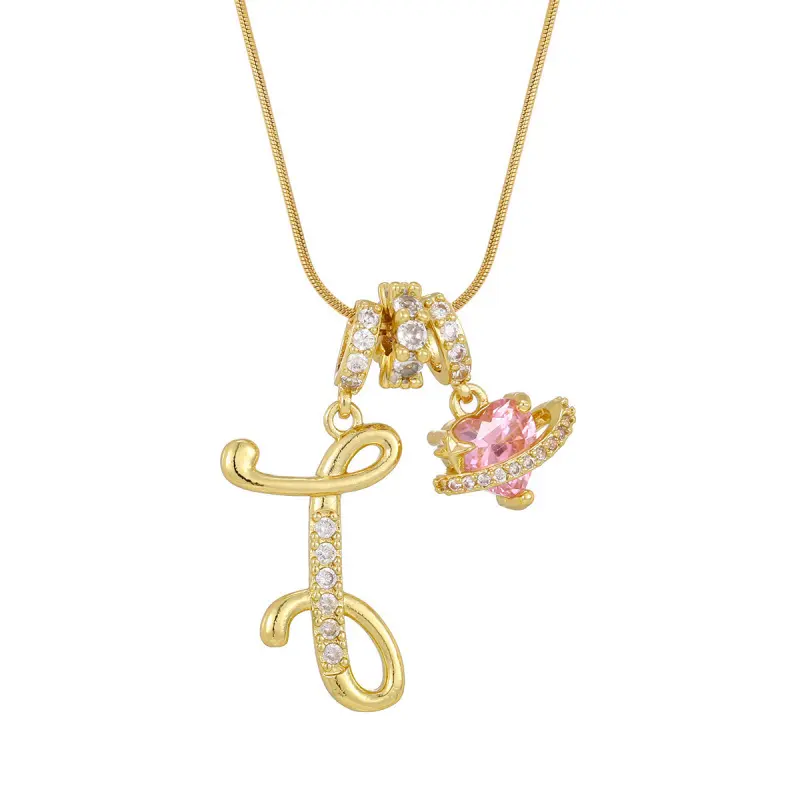 Loveden-14K Gold Plated-Luxury Planet Pendant Dopamine Necklace, 26 Initial Letters Gold Plated Choker, Sweet Girl Aesthetic High-End Jewelry