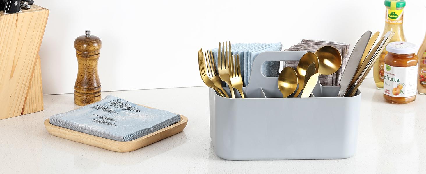 Multiuse Caddy Organizer with Handle - Stackable Plastic Tote Bin - Art Craft Supplies, Office, Desk, Stationery Pen Holder, Kitchen, Utensil, Makeup, Bathroom, Shower, Cleaning, Dorm Organizer - Blue : Office Products