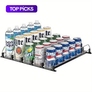 durable multifunction refrigerator self pushing beverage organizer storage dispenser, adjustable beverage push rod slide, easy to clean refrigerator organizer for storage room & kitchen accessories, household items, home decor