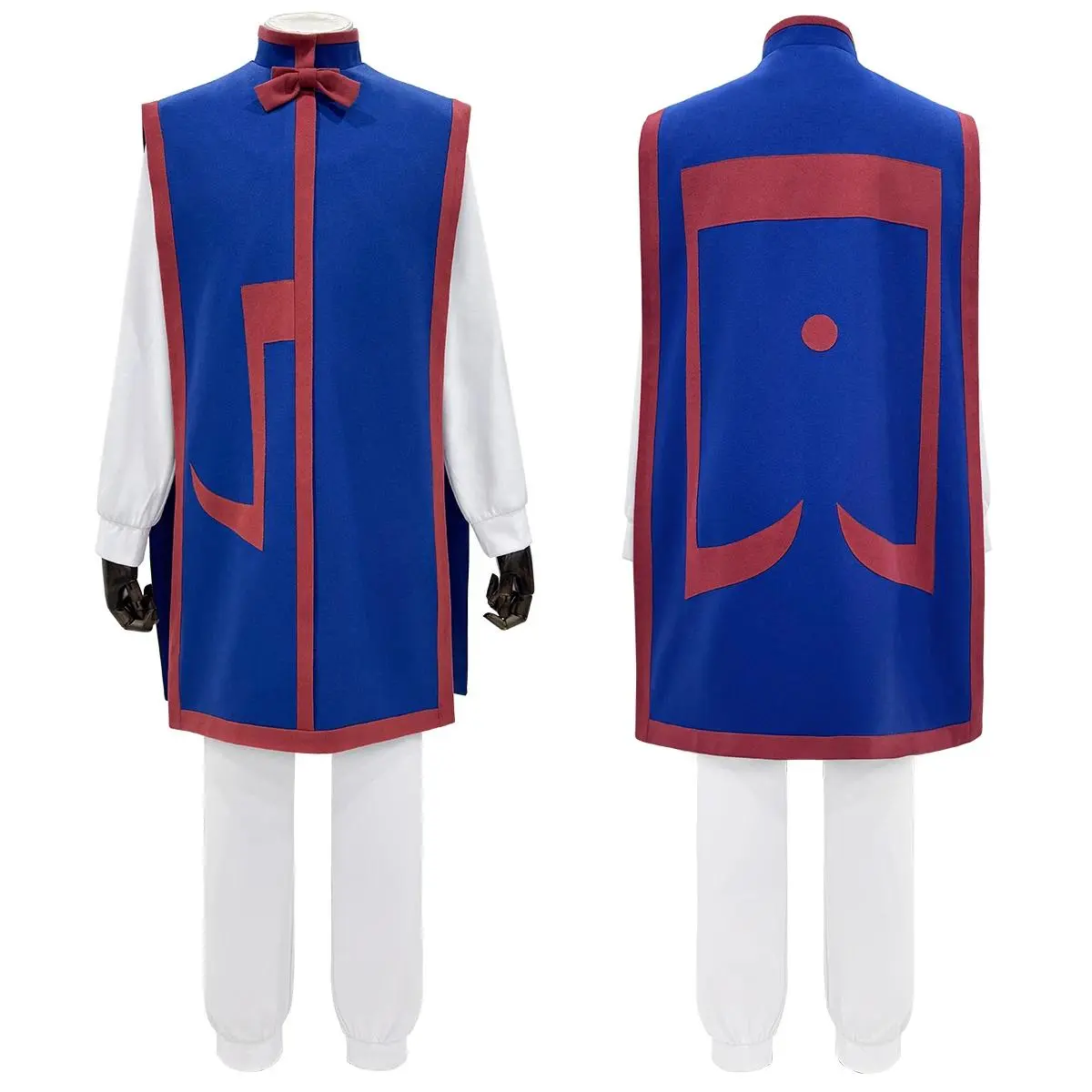 Kurapika Cosplay Costume for Anime Cosplayers - Hunter Anime Polyester Clothes with Blue-Red Vest, Shirt, Full Set or Vest Only for Halloween, Party, School Festivals