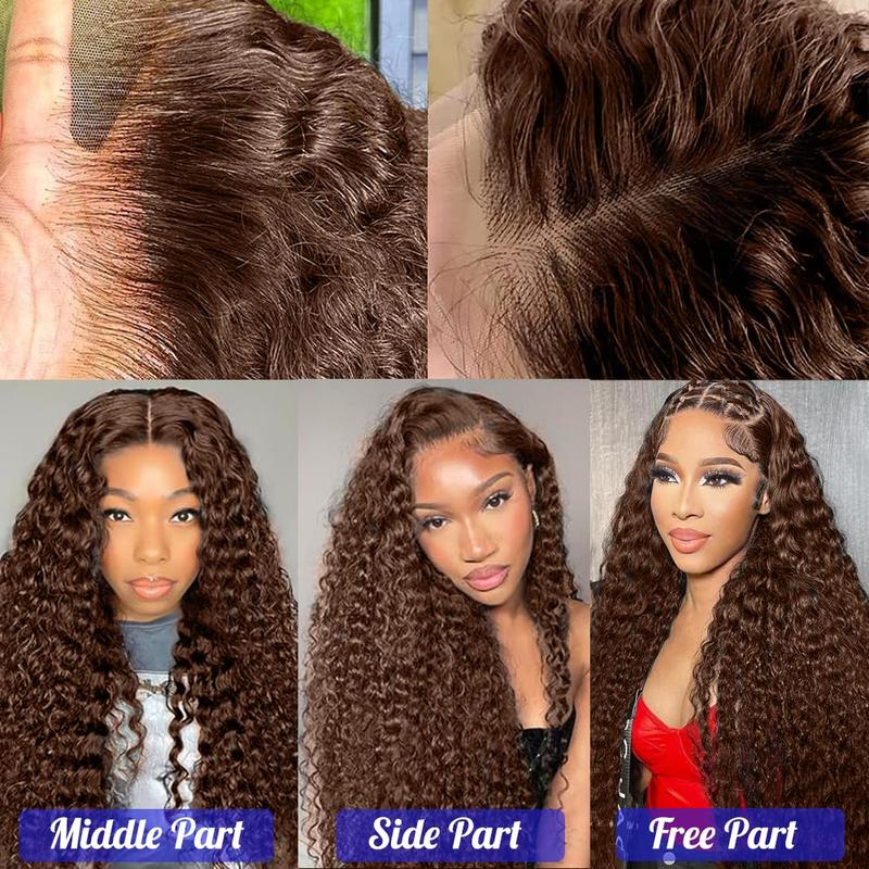 [NEW IN] Brown Chocolate Deep Wave Wigs Bling Hair 13x4 13x6 Hd Lace Frontal Human Hair Wig Colored Water Wave Lace Front Wig for Women Pre Plucked Clearence Sale TikTokShopHolidayHaul