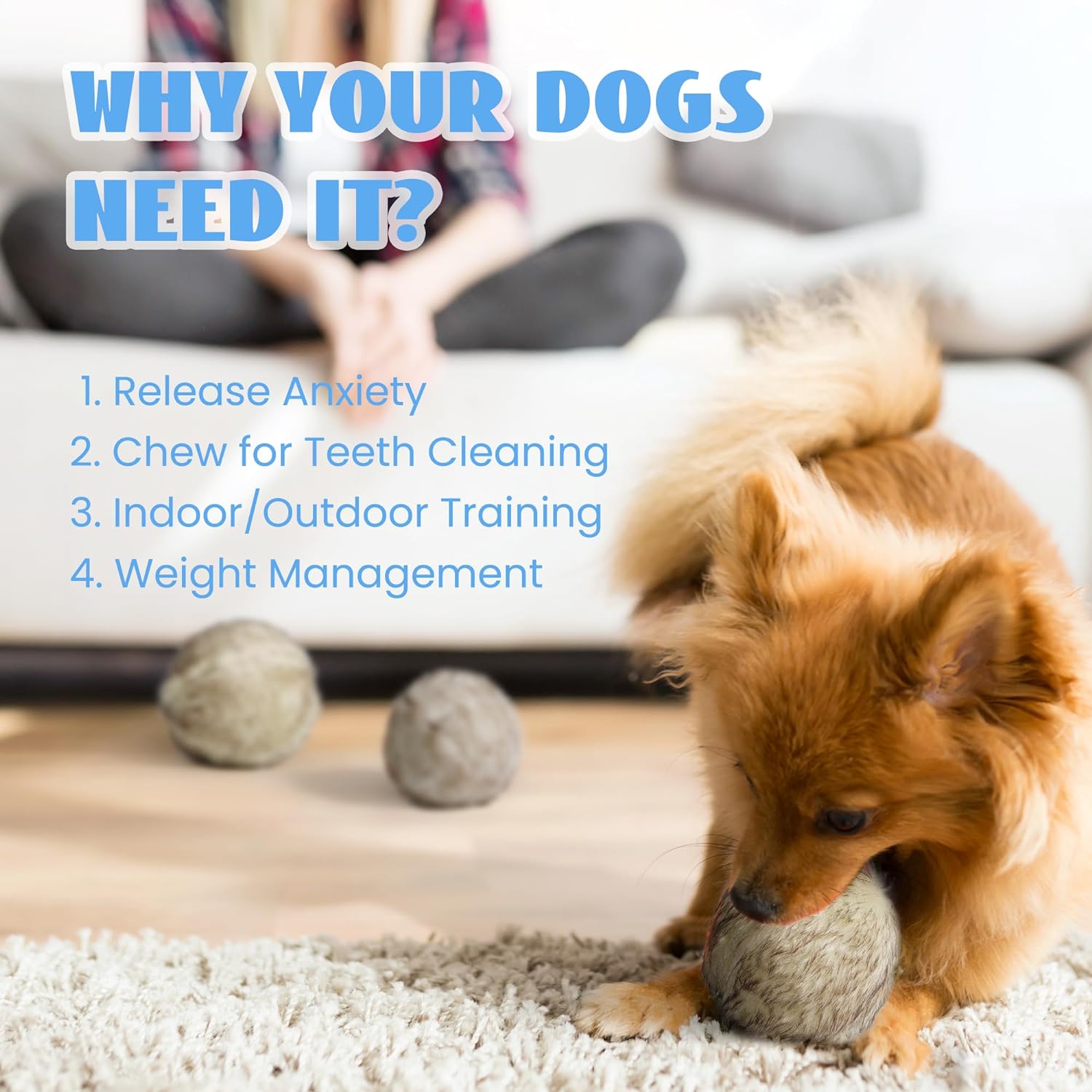 Wobble Giggle Ball Dog Toy with Fuzzy Fur, Funny Giggle Sounds When Rolled & Shaken, Battery-free for Endless Chasing Fun, Interactive Dog Toy to Keep Them Busy, Pet Toy for All Breeds Sizes