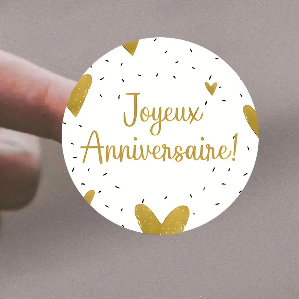 72 Birthday Happy Stickers, Gold Heart and Glitter Design, Perfect for Gift Decoration, Diary Embellishment, Party Gift Wrapping