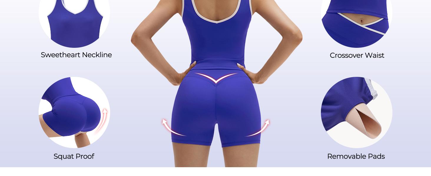 Women 2 Piece Workout Sets Built in Bra Yoga Tank Top High Waisted Tummy Control Biker Shorts