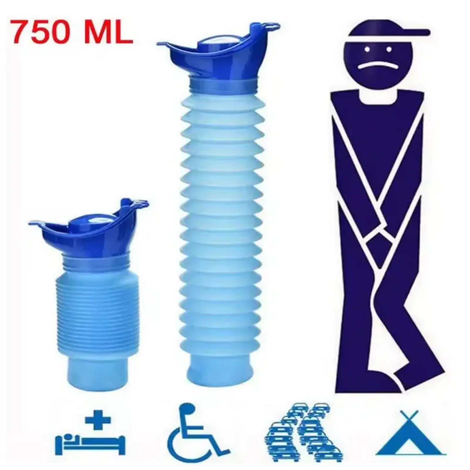 1set Urinal Car Urinal Bucket Outdoor Standing Urine Emergency Travel Potty Portable Reusable Shrinkable Camping Toilet Urine Leak Collapsible Urinals