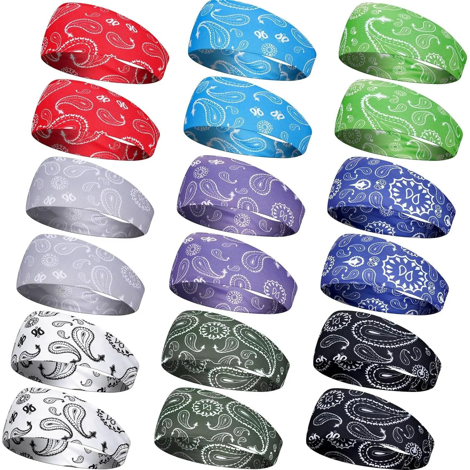 18 Pack Camo Print Workout Headbands for Men & Women, Stretchy Non-Slip Sweatbands, 1 Size Fits All for Yoga & Running, One Size