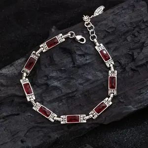 Geometric Bangle Bracelet for Women, Vintage Korean Style Jewelry with Shining Zircon Crystals for Hip Hop Streetwear