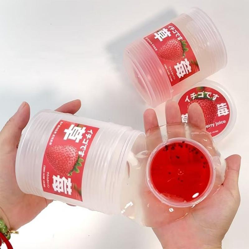 300ml Bucket  Fruit Flavor Extruded Bubble Gel Transparent Fake Water Children's Non-toxic Mucus Decompression Crystal Mud Gift