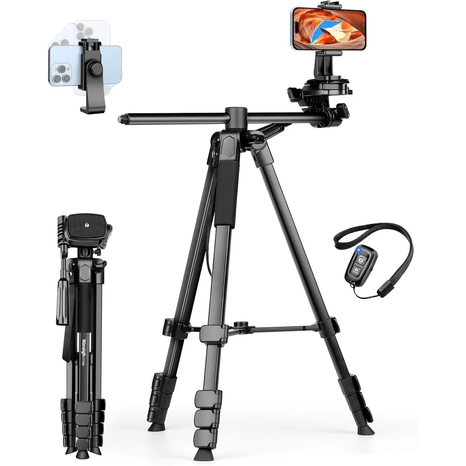 Phone Tripod, 83'' Camera Tripod & Monopod, Portable Travel Tripod