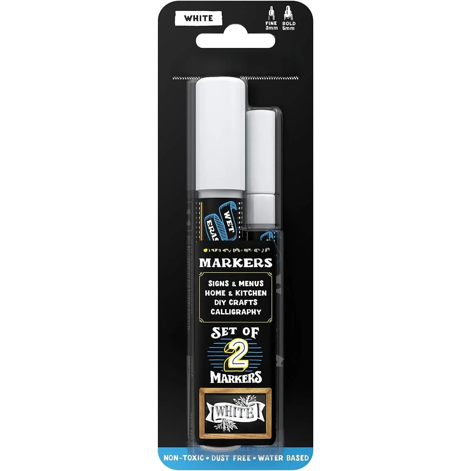White Liquid Chalk Markers, Setof 2 Combo Set