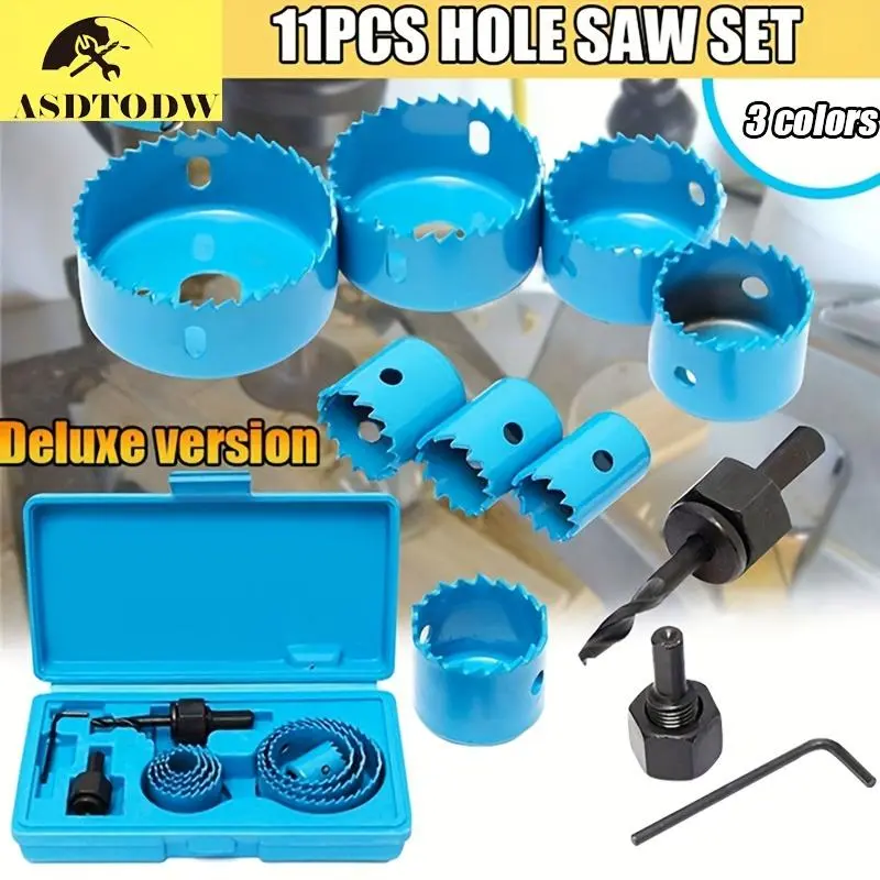 8pcs/set Hole Saw Set Kit Tools 19-64mm Wood Metal Alloys Circular Round with Case