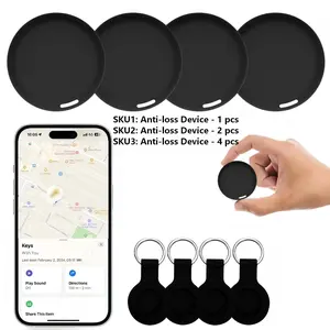 Air Tag Tracker with Protective Silicone Case (1/2/4 Pack, 2-Color Available), Key Finder Compatible with Apple Find My (iOS Only), Smart GPS Tracker for Luggage, Bags, Pets and Valuables, Replaceable Battery, Portable Wireless Location Tracker
