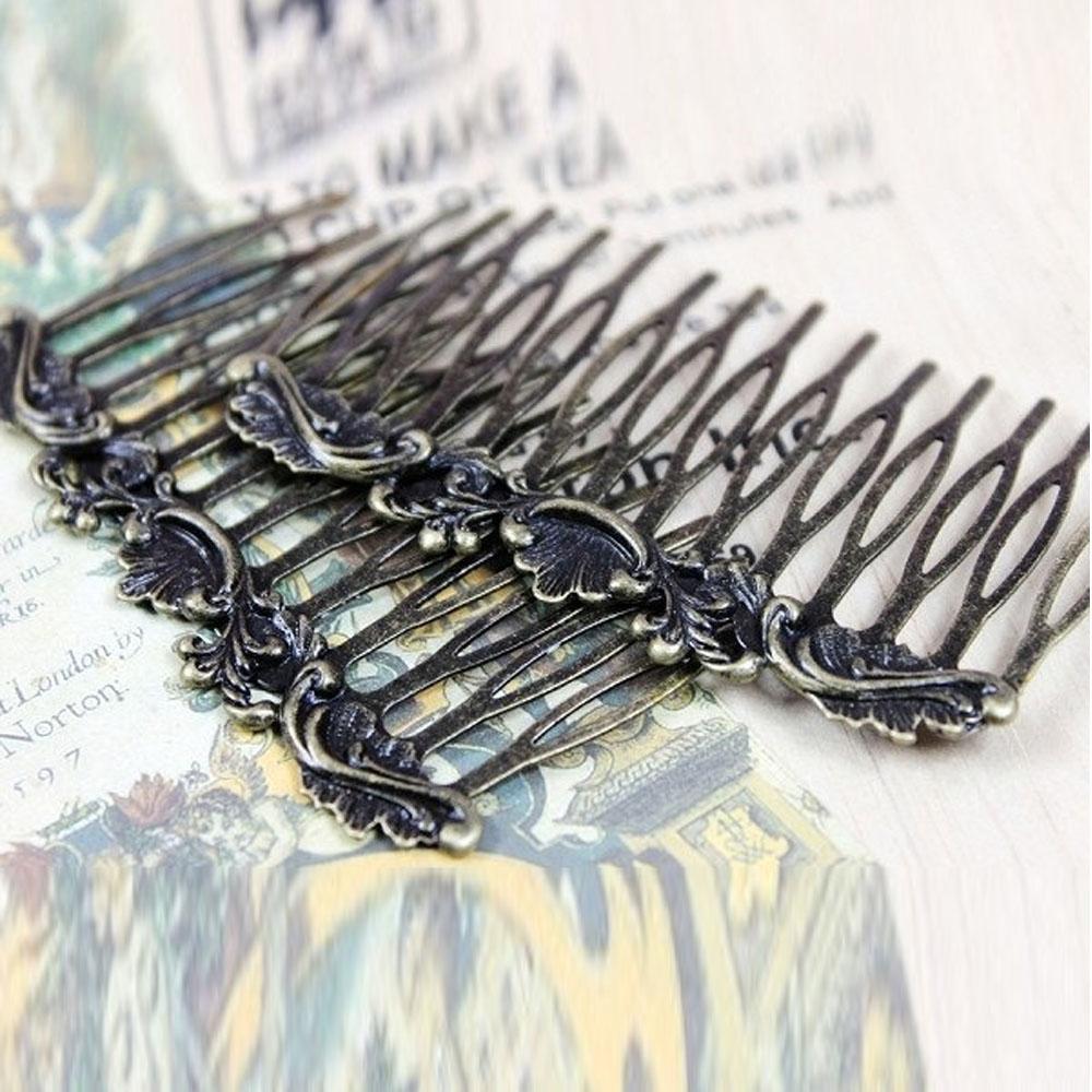 Alloy Filigree Hair Comb Setting, 1 Count Metal Handle Comb, Heatless Styling Tool for Women & Girls, Hair Styling Accessories for Daily Use, Clip In Claw