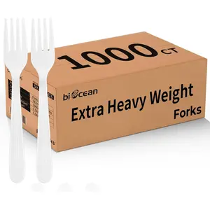 1000 Count Extra Heavy Duty Disposable Plastic Forks Bulk White Silverware Reusable Disposable Cutlery for Home Restaurant Party Picnic