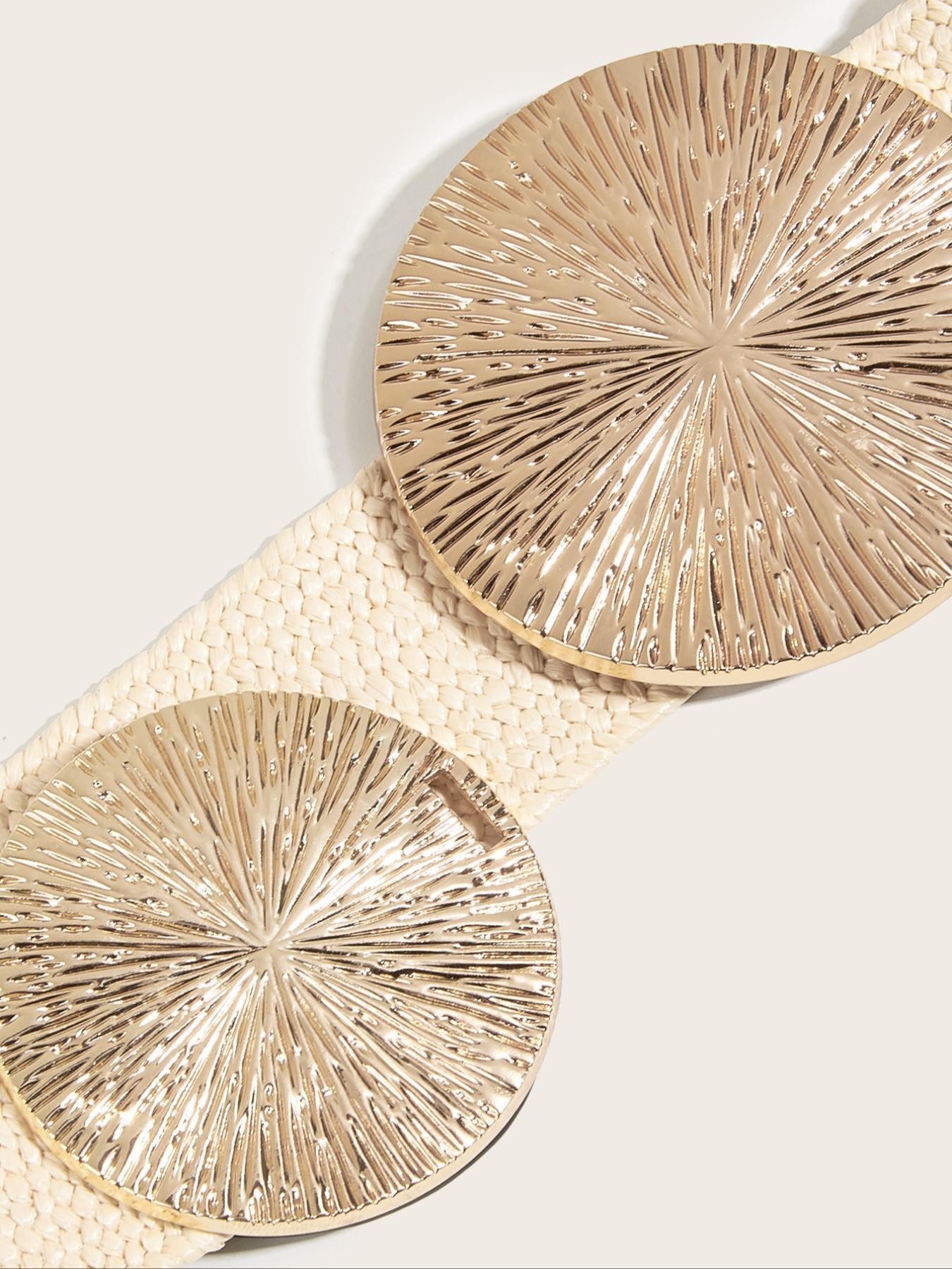 Women's Boho Style Geometric Design Belt, Vintage Trendy Woven Belt, Fashionable Clothes Accessories for Daily & Party Decoration, Straw Woven Belts