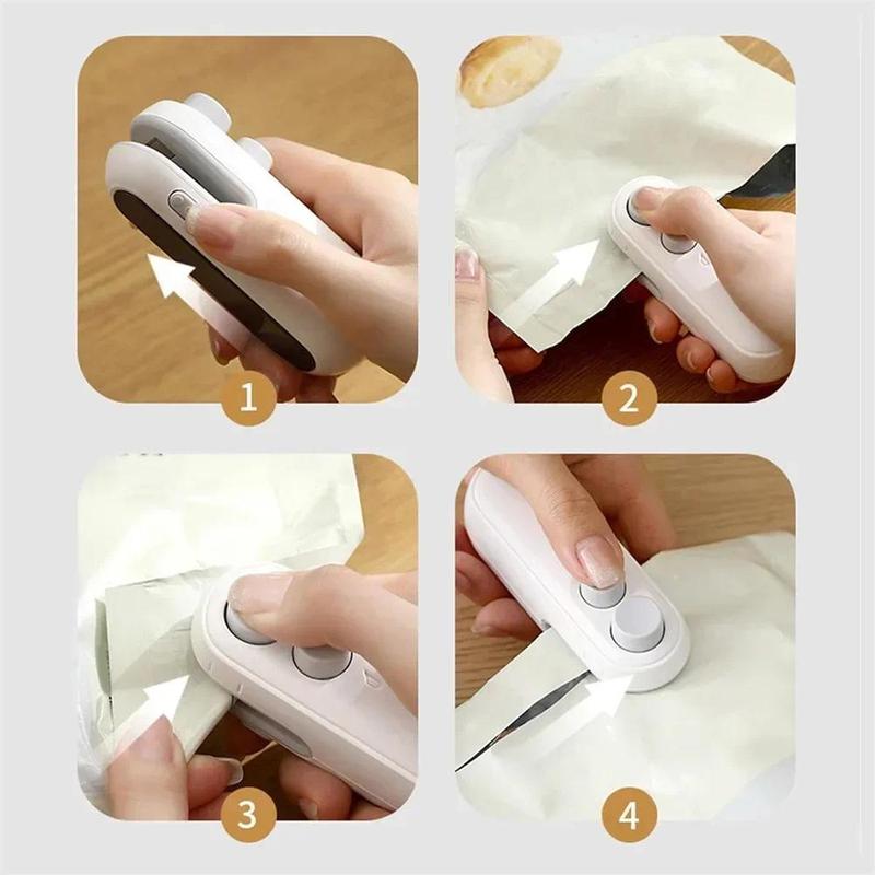 Magnetic Mini Sealing Machine | USB Rechargeable Portable Bag Sealer with Cutter, Food Freshness Sealer for Kitchen