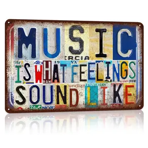 【20*30cm/8*12inch】Vintage Music Room Wall Decor Inspirational Quotes Metal Sign Tin Signs Poster - Music Is What Feelings Sound Like