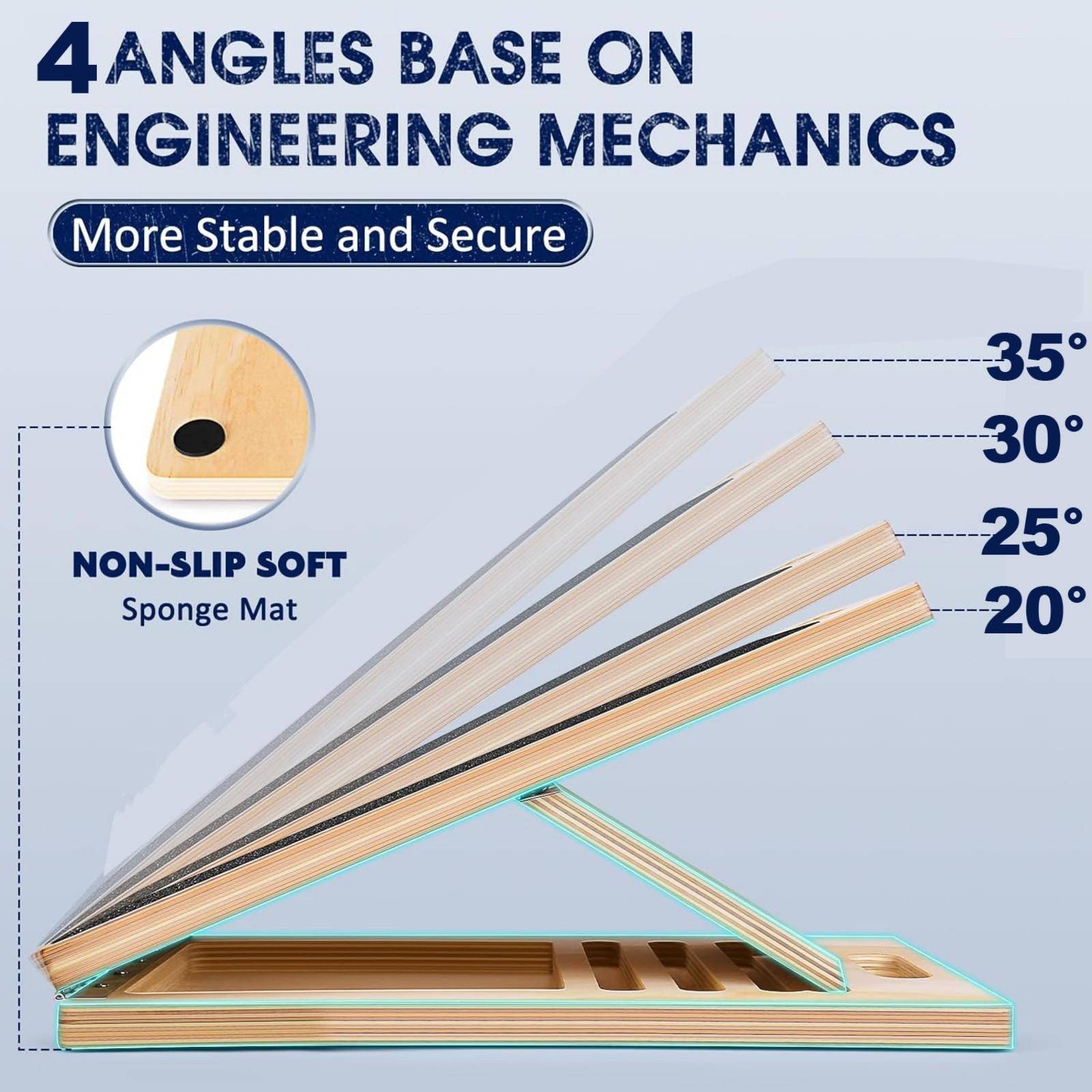 Homhut Wooden Incline Slant Board Adjustable Calf Stretcher Squat Wedge Ankle Heel Leg Stretching Exercise Equipment Home Gym Fitness Tool for Yoga Pilates Recovery