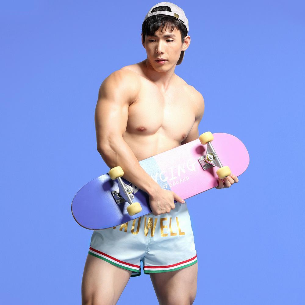 Tauwell Mens Sports Shorts Trendy Comfortable Youth Casual Three-Point Pants Polyester Fabric  - Menswear Trouser Elastic