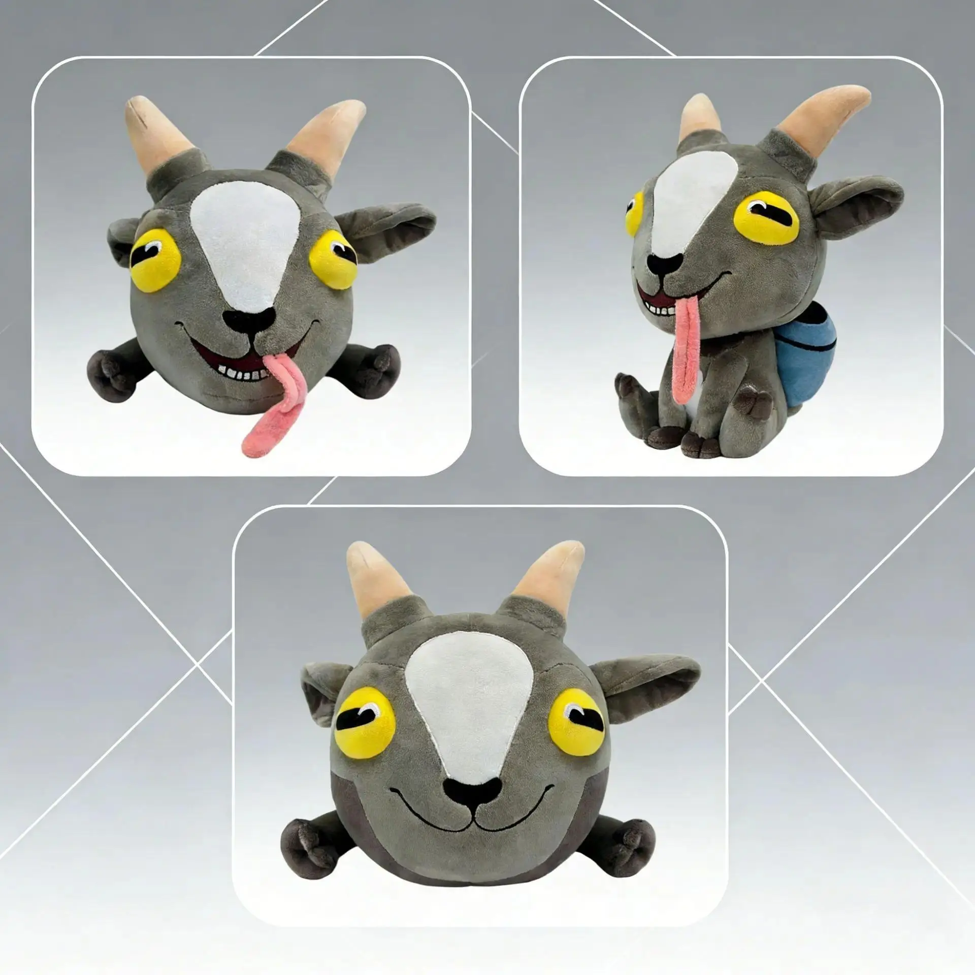 Goat Simulator Plush Toy Gray Goat Tongue Out Stuffed Doll Soft Game Peripheral Backpack Kids Birthday Holiday Gift