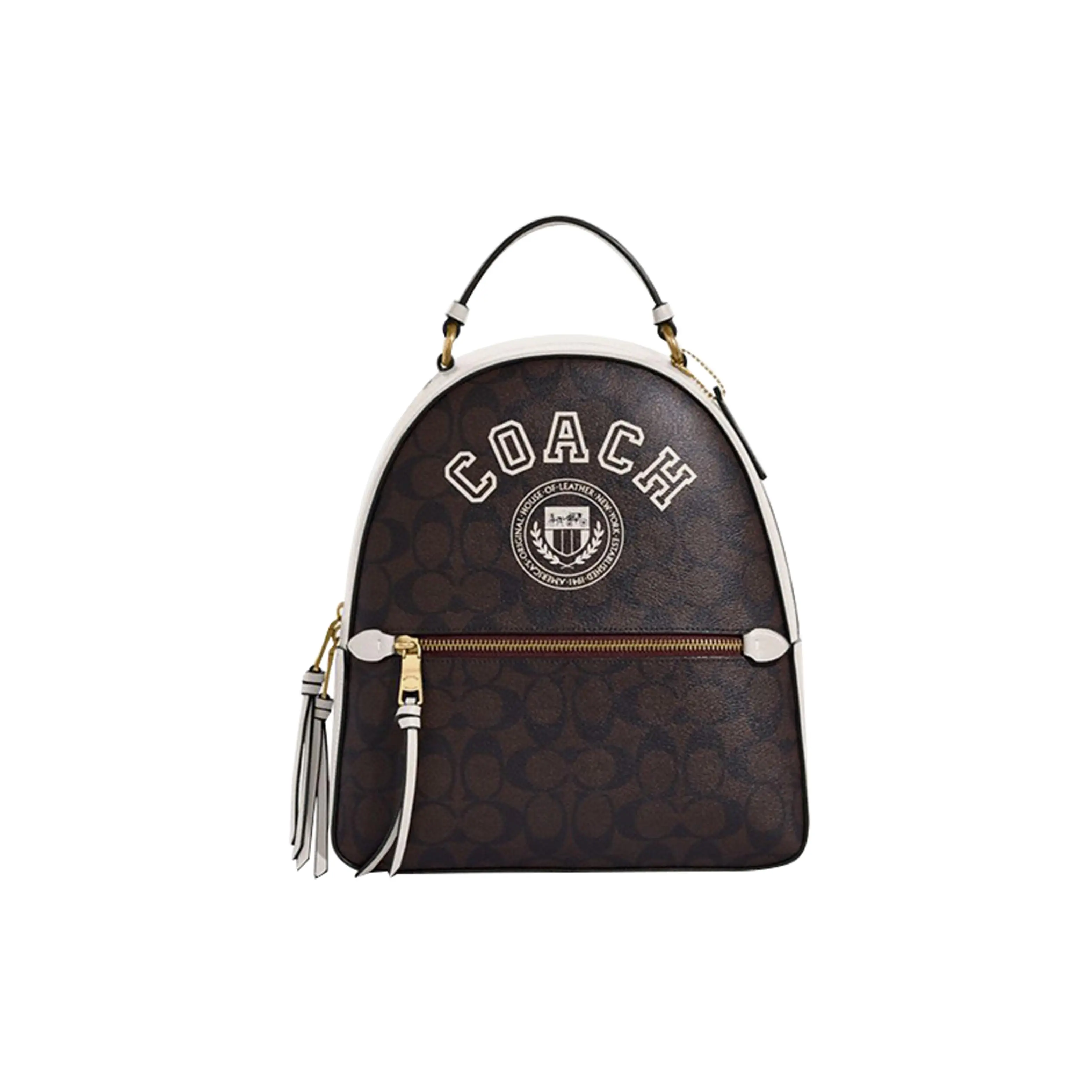 Coach Jordyn 27 Classic Monogram Backpack for Women – Brown and Chalk White Synthetic Leather