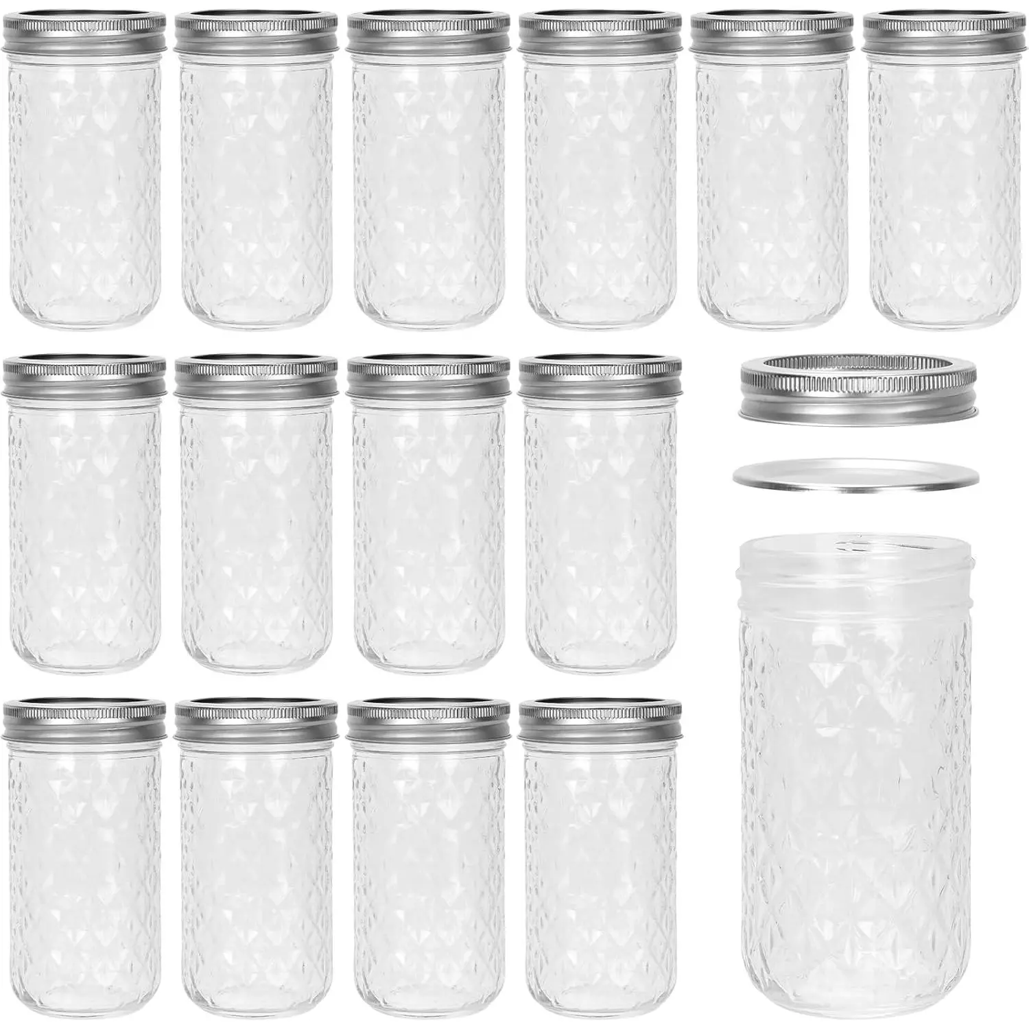 12 oz Regular Mouth Mason Jars with Airtight  and Bands,15 Pack Glass Canning Jars,Preserving Jar for Pickling,Fermenting,Jams,Fruits Salad and  Storage