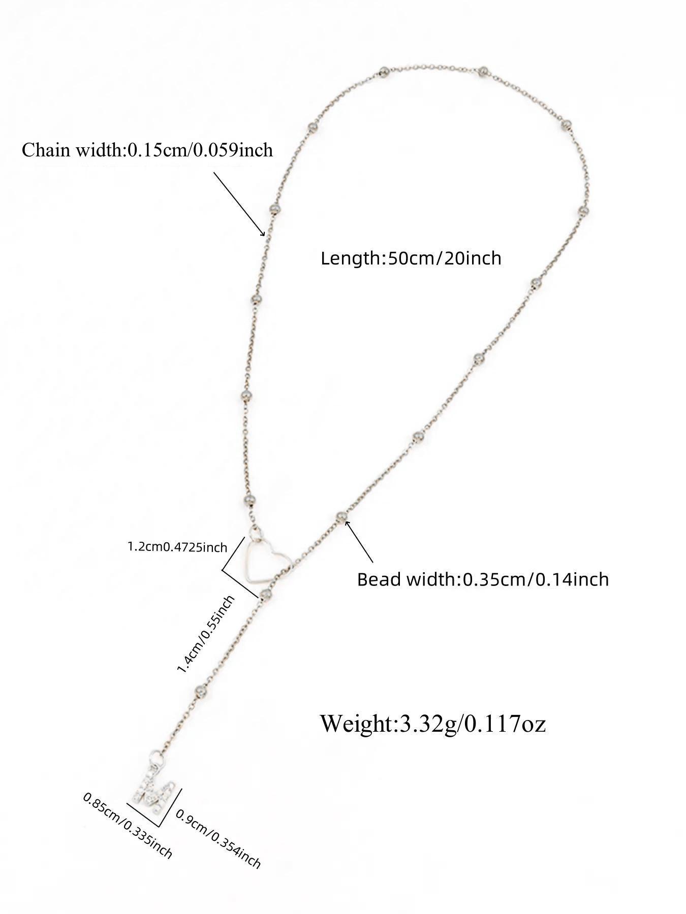 Letter Heart Design Pendant Necklace for Women, Rhinestone Decor Stainless Steel Jewelry for Gift, Elegant All-match Fashion Accessories for Daily Wear, Initial Letter Necklace