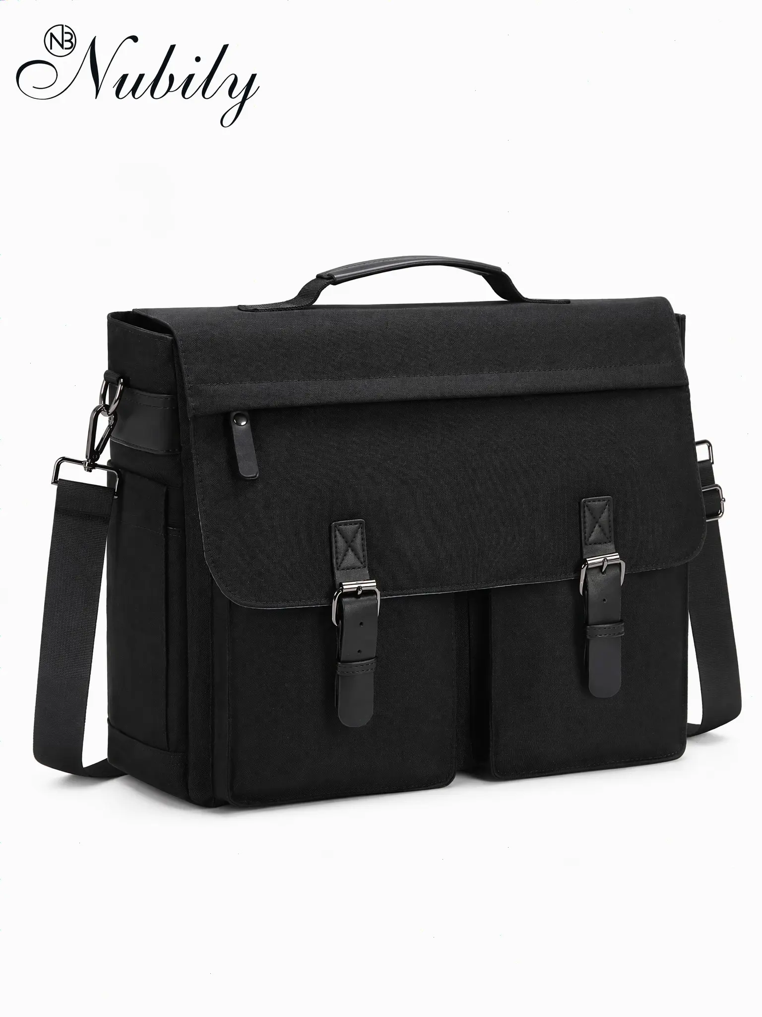 15.6 Inch Oxford Messenger Bag for Men, Water Resistant Laptop Briefcase, Multi Pocket Business Satchel, Detachable Shoulder Strap