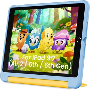 Kids Case For IPad 6th 5th Gen 2018 2017 And IPad Air 2 9.7 Inch Durable Soft Shockproof Stand Protective Cute Cover With Handle Blue Yellow