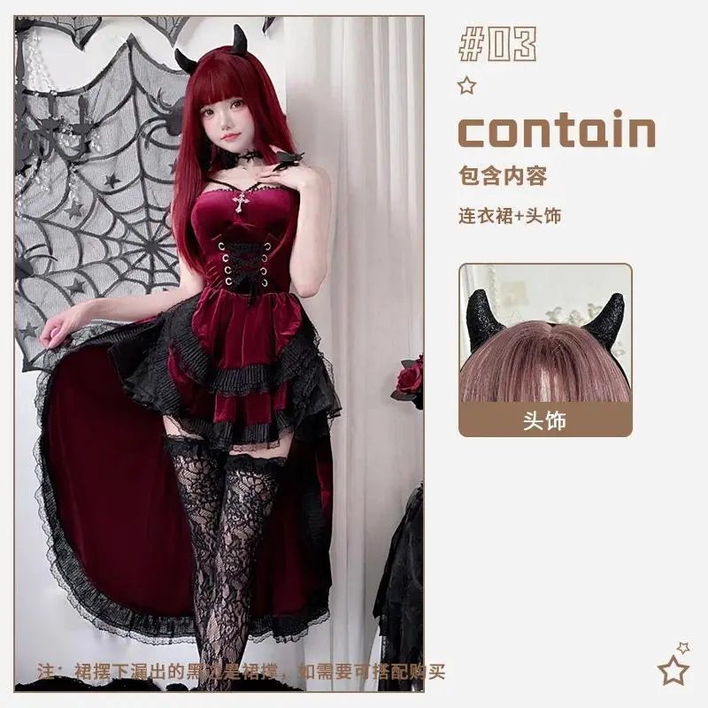 European and American Diablo Gothic Halloween Costume Ladies Dress Dovetail Witch Vampire Bride Performance Costume