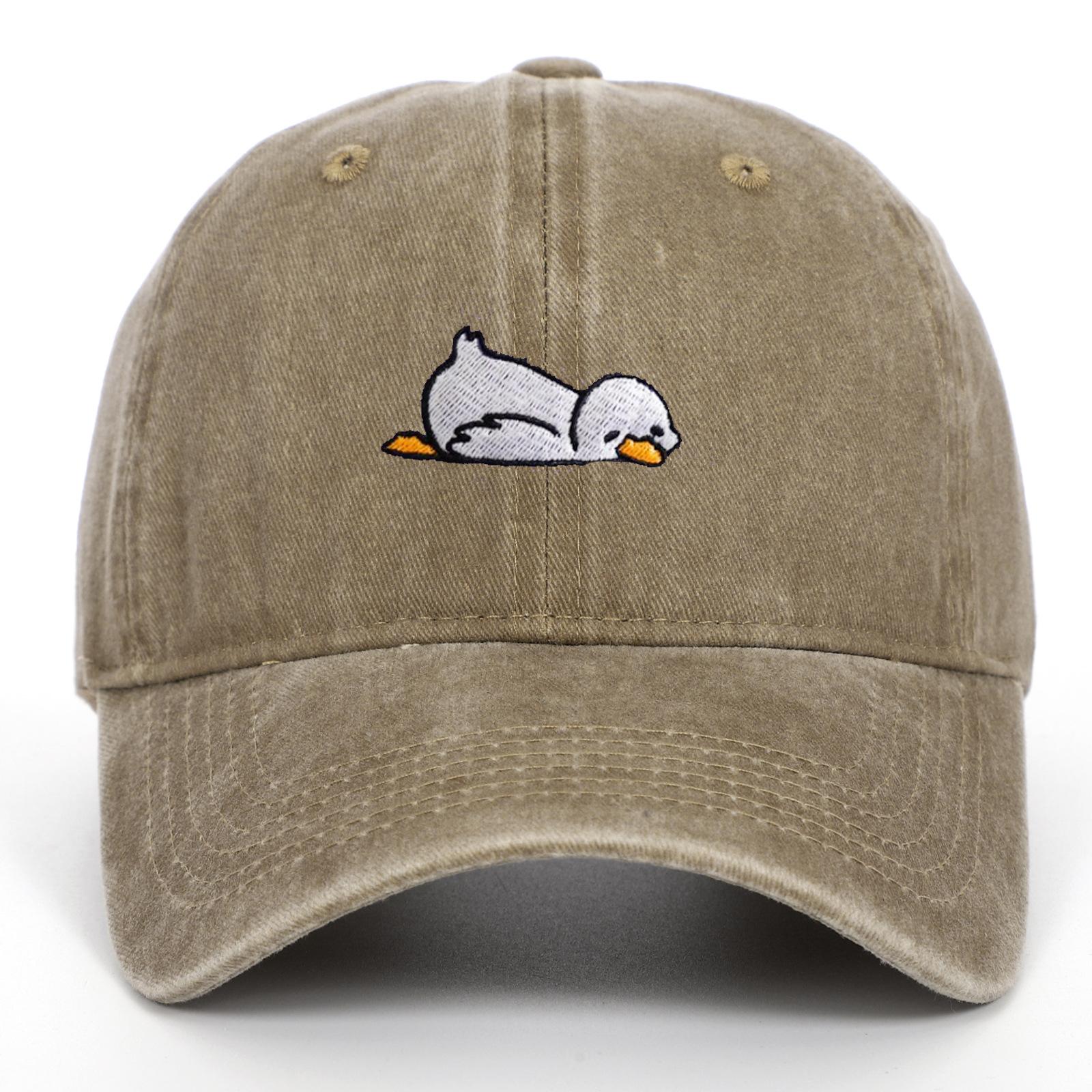 Cartoon Duck Washed Denim Baseball Cap for Women, Spring and Summer, Face-Slimming, Wide Brim, Deep Crown, Versatile Duckbill Cap