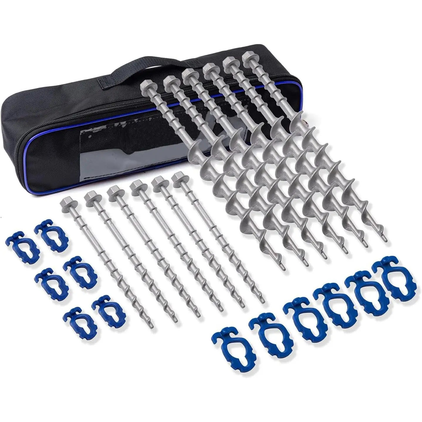 12 Pcs Camping Ground Anchors Aluminum Screw Heavy Duty Metal Non-Rust Cast Tent Anchors in Kit for Securing Animals, Tents, Canopies, Sheds, Car Ports, Swing Sets Outdoors Beach