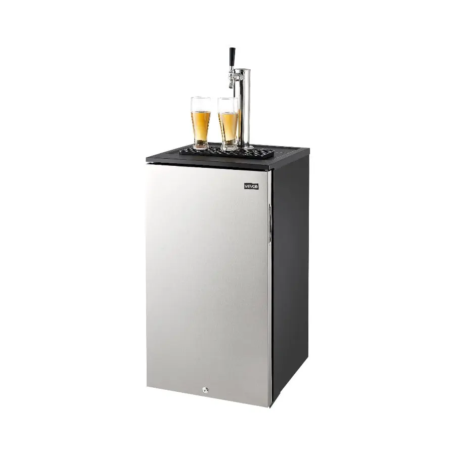 VEVOR Commercial Single-Faucet D-System Draft Beer Kegerator, 92L Refrigerator with Shelves, Holds 1 Sixth Keg, Includes 2.5lbs CO2 Tank