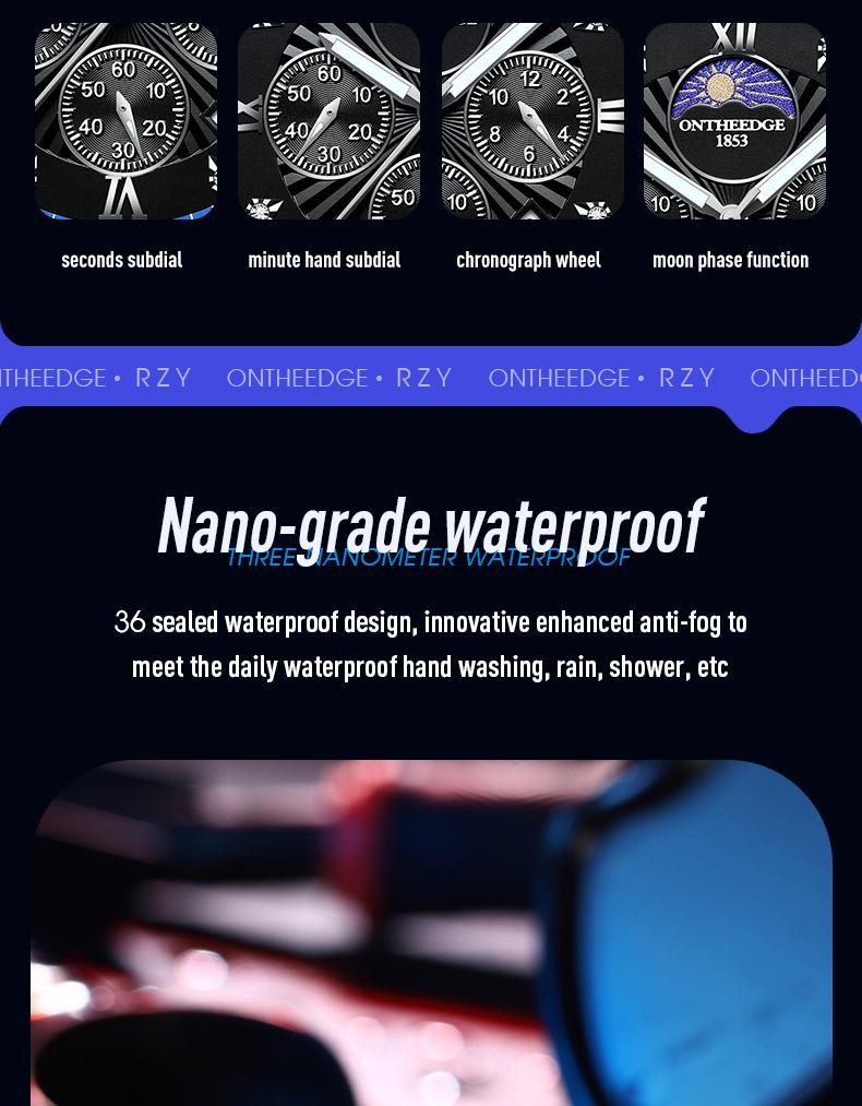 Men's Luxury Moon Phase Quartz Watch - Stainless Steel Wristwatch with Date, Chronograph Subdials, Diamond Markers, Luminous Hands, Classic Business Dress Watch for Men, Perfect Gift for Husband Dad