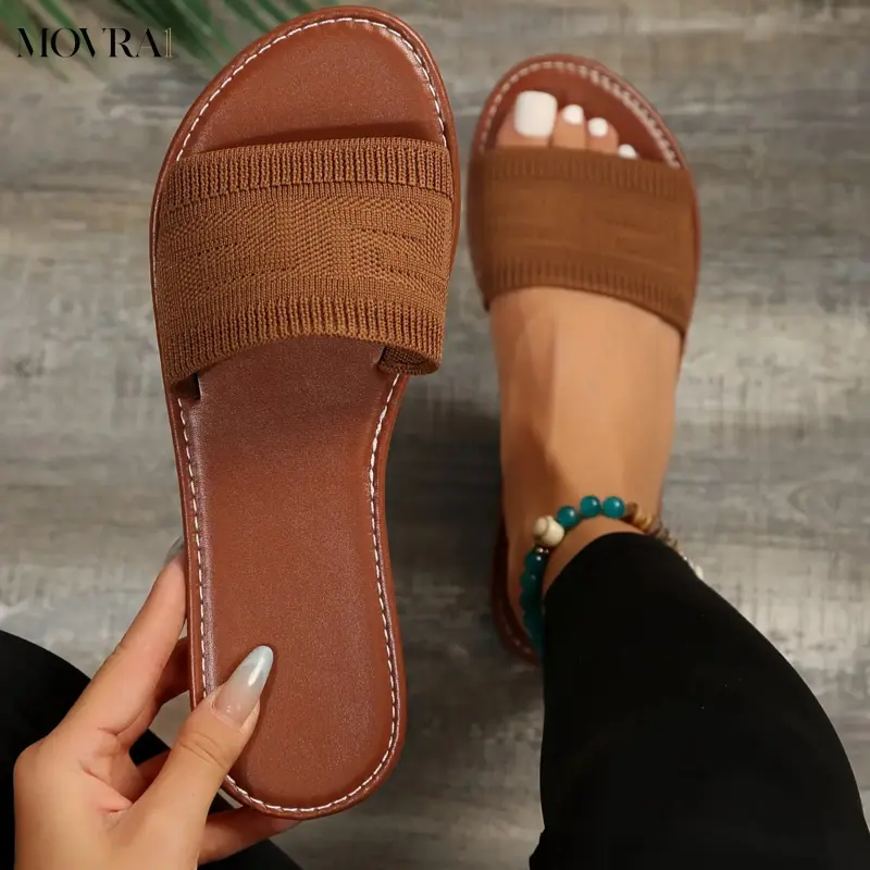 MOVRA1 2026 New Casual Open Toe Flat Heel Upper Material Hand Wash or Professional Dry Clean No Printing Non--on Rubber Sole Toe-strap Sandals All Season, European and Large Size