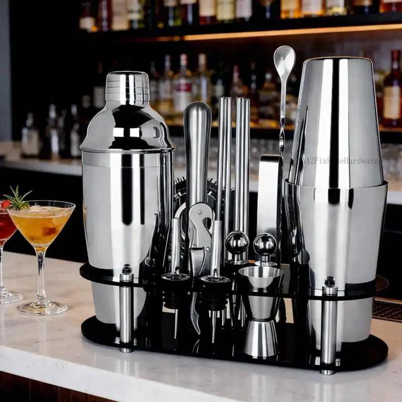 Bartending Cocktail Maker Kit for Bartenders - Women's T-Shirt Themed Set with Recipe, Black Stand, Cocktail Tools, 25oz/20oz Capacity for Mixing Drinks AA42FixRiseHardware, 600Ml