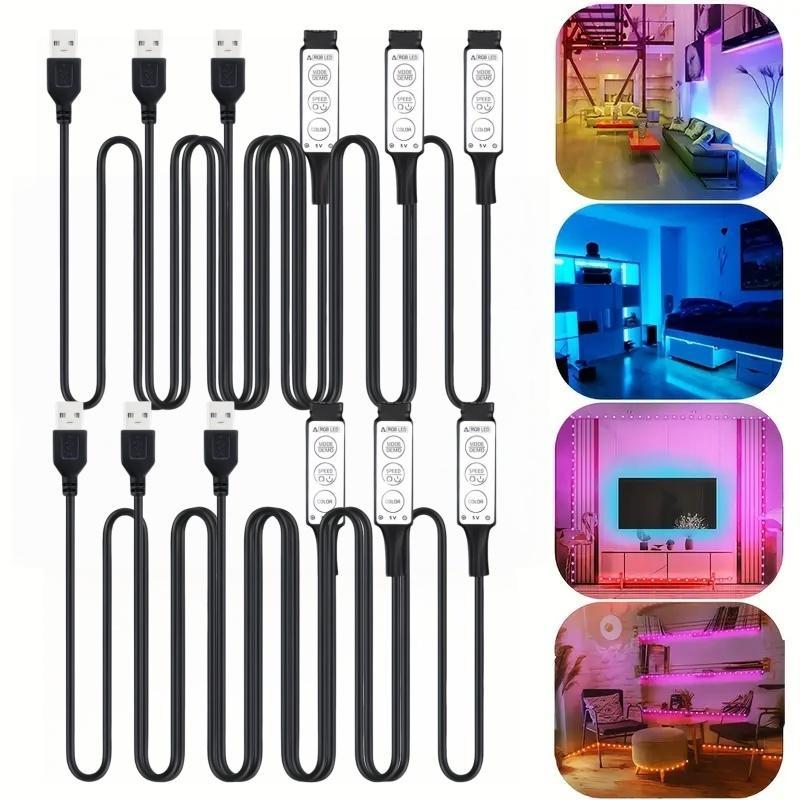 3-key Controller, USB Powered Dimmable LED Strip Light Controller, Suitable for SMD2835, 3535, 5050 LED Strips, TV Backlight, Bedroom and Other Decorative Purposes